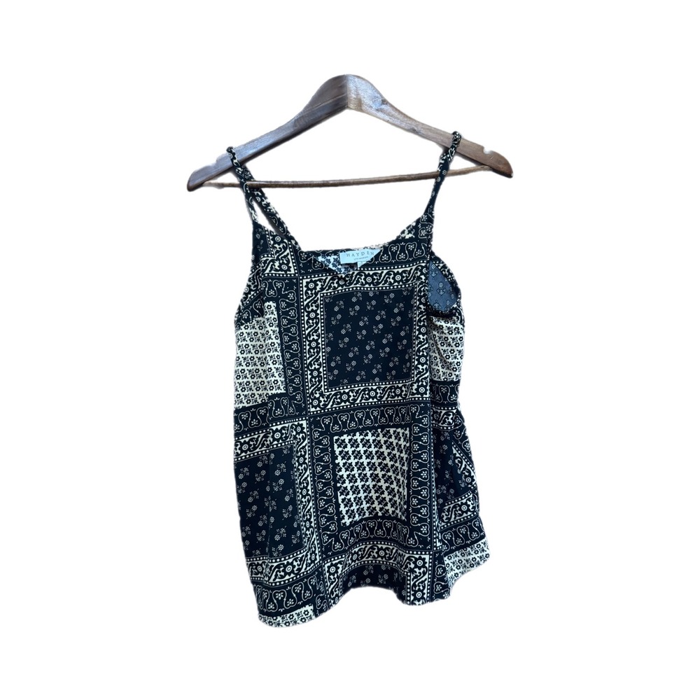 Hayden Cami Top Women Small Black Cream Excellent Bandana Patchwork HJ3405